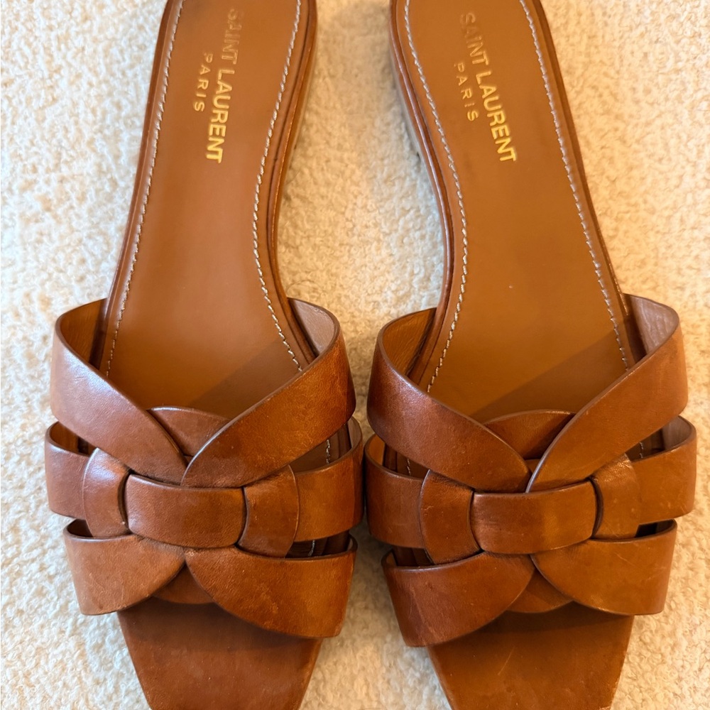 Saint Laurent Tan Leather Women's Sandals